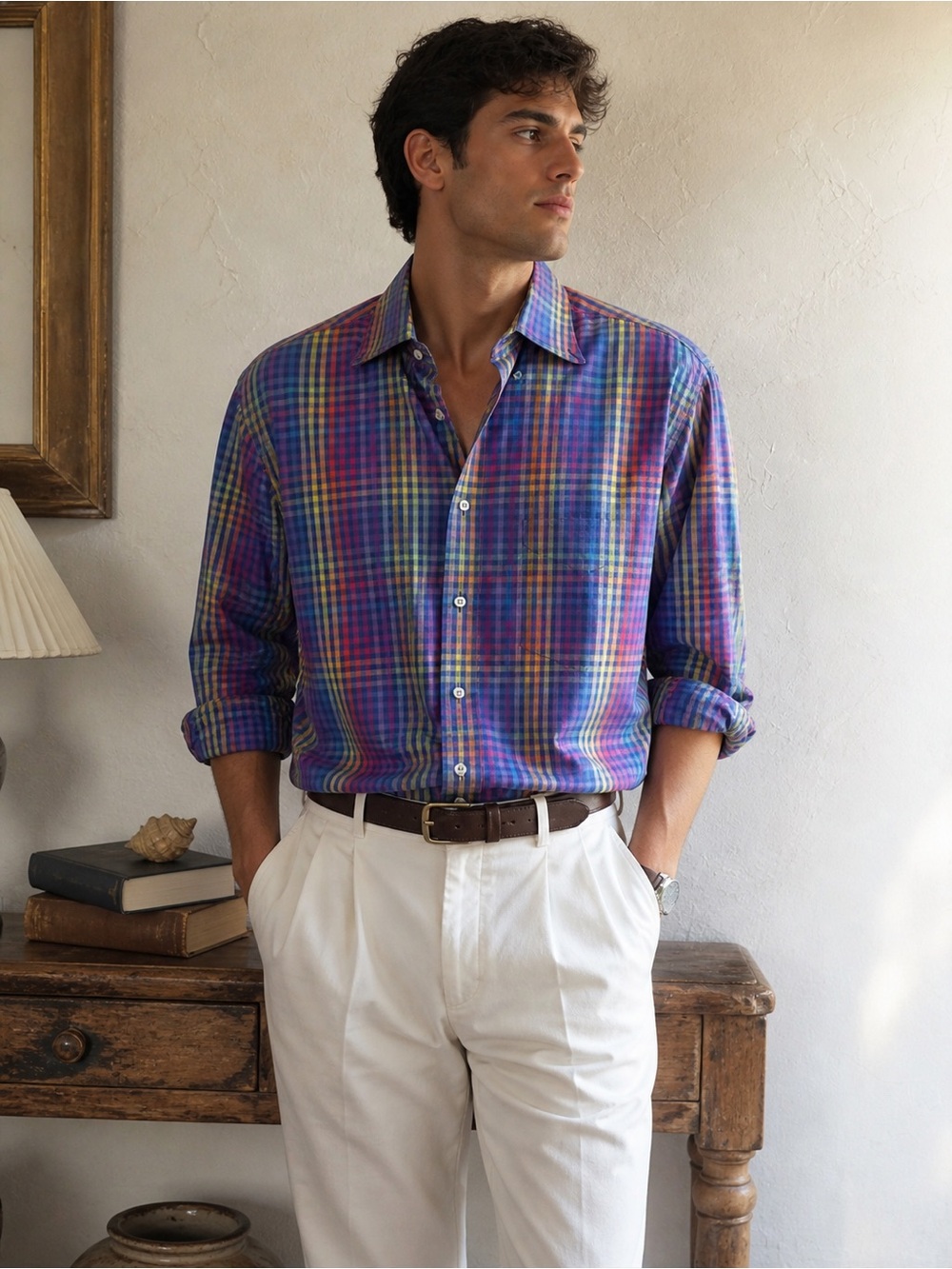 Paul & Shark‎ Made In Italy Plaid Button Down Shirt Men’s Cotton Preppy Luxury M